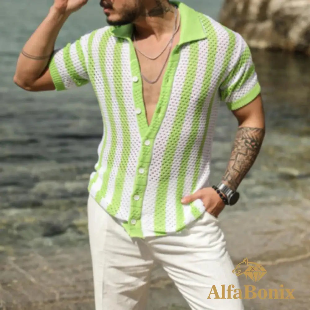 Camisa De Malha Respirável Alfa Beach Lapel