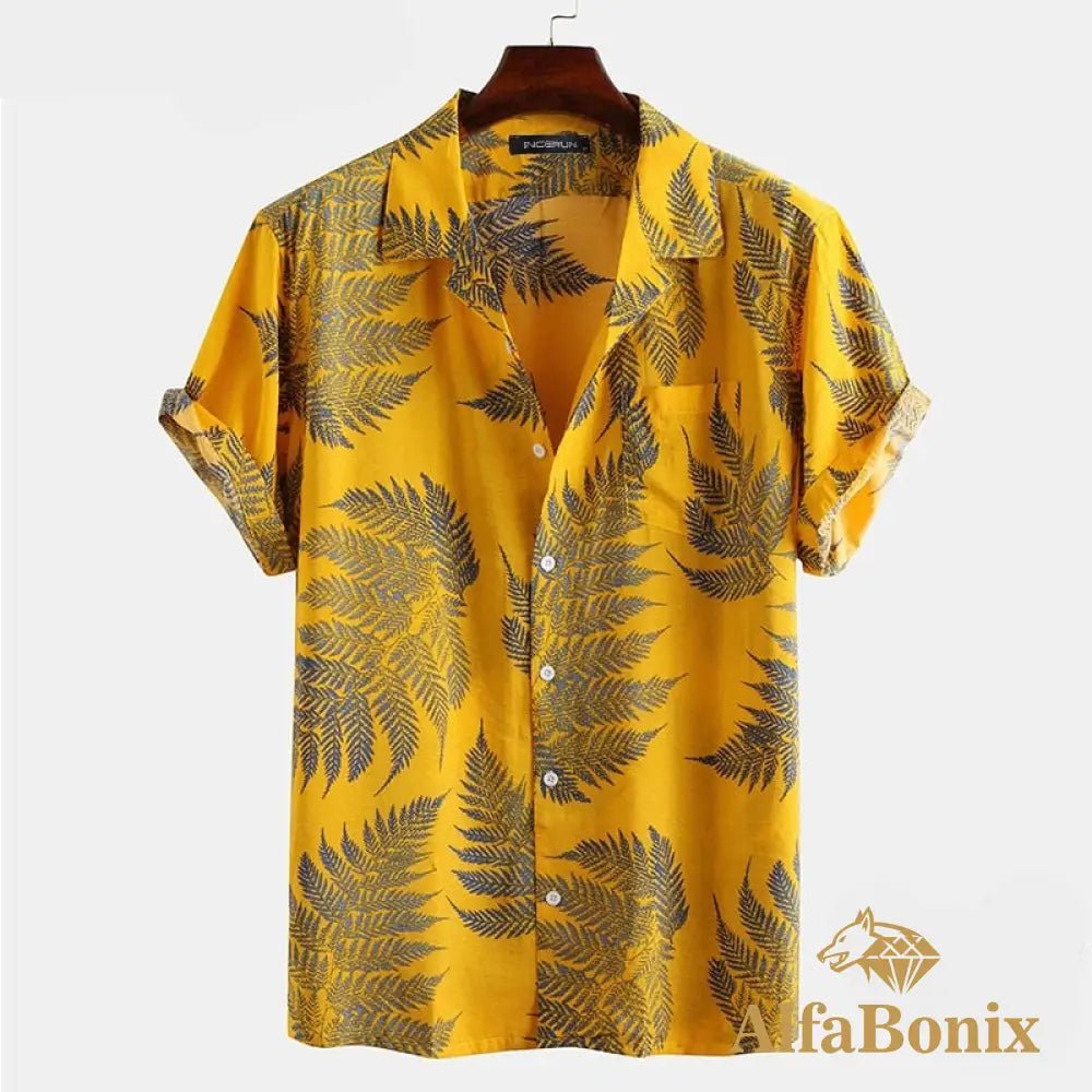 Camisa Estampa Tropical Amarelo / P