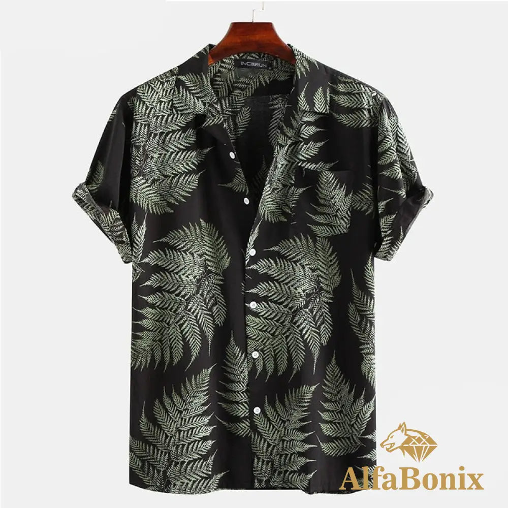 Camisa Estampa Tropical Preto / P