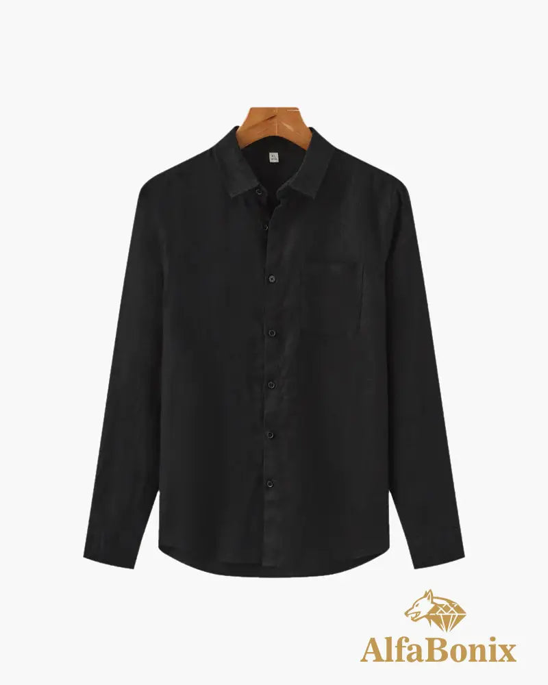 Cape Town - 100% Linen Shirt Black / S