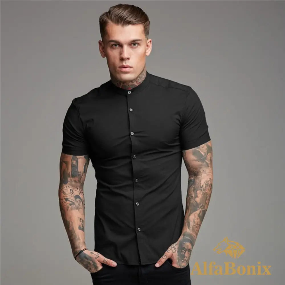 Camisa Masculina Slim Fit Preto / P