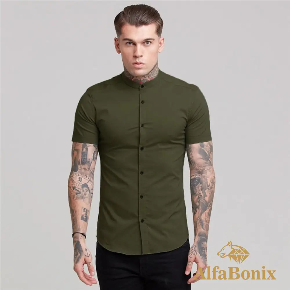 Camisa Masculina Slim Fit Verde / P