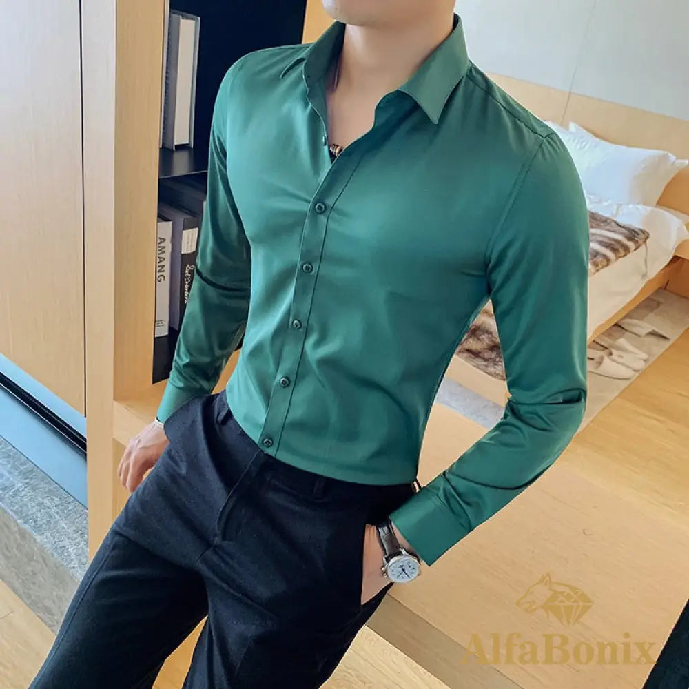 Camisa Masculina Social Slim Fit Britanic Verde / Pp