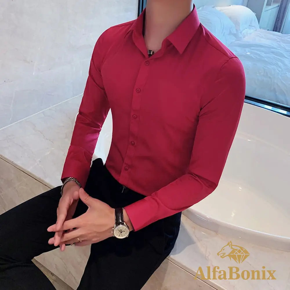 Camisa Masculina Social Slim Fit Britanic Vermelho / Pp