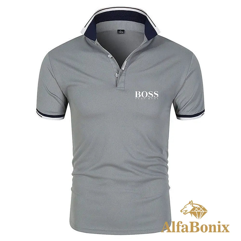 Camisa Polo Boss Cinza / P