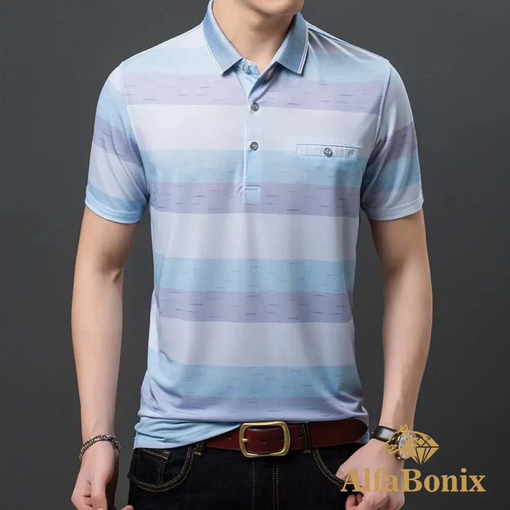 Camisa Polo Hector Azul Claro/Listra / P