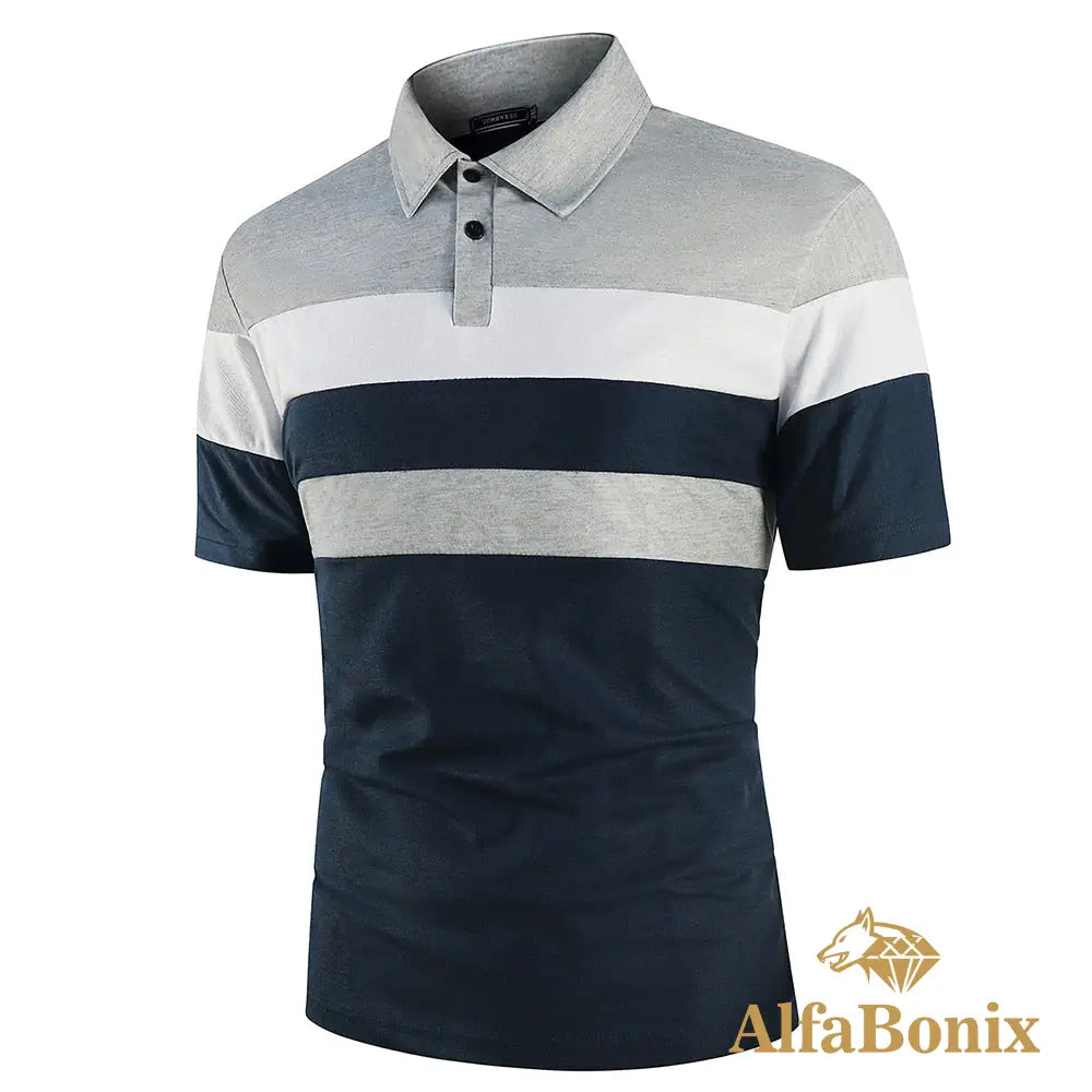 Camisa Polo Maxim Cinza-Azulmarinho / Pp