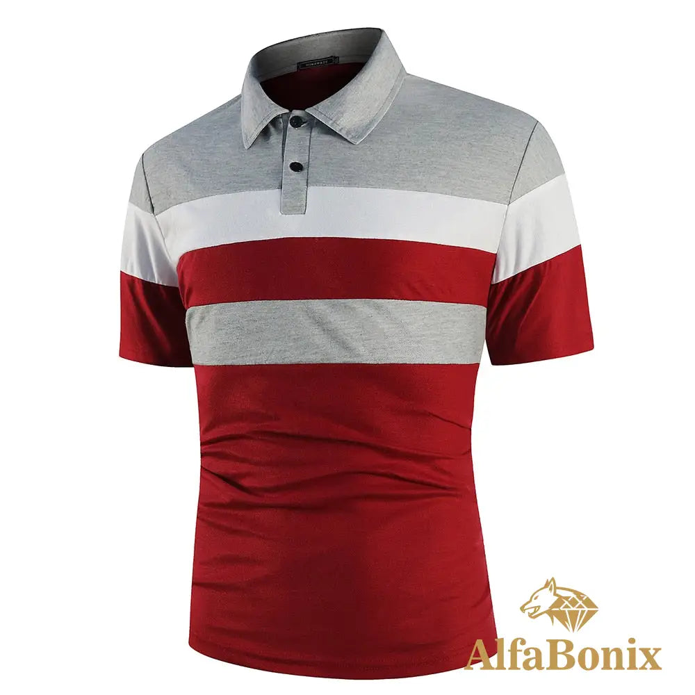 Camisa Polo Maxim Cinza-Vermelho / Pp