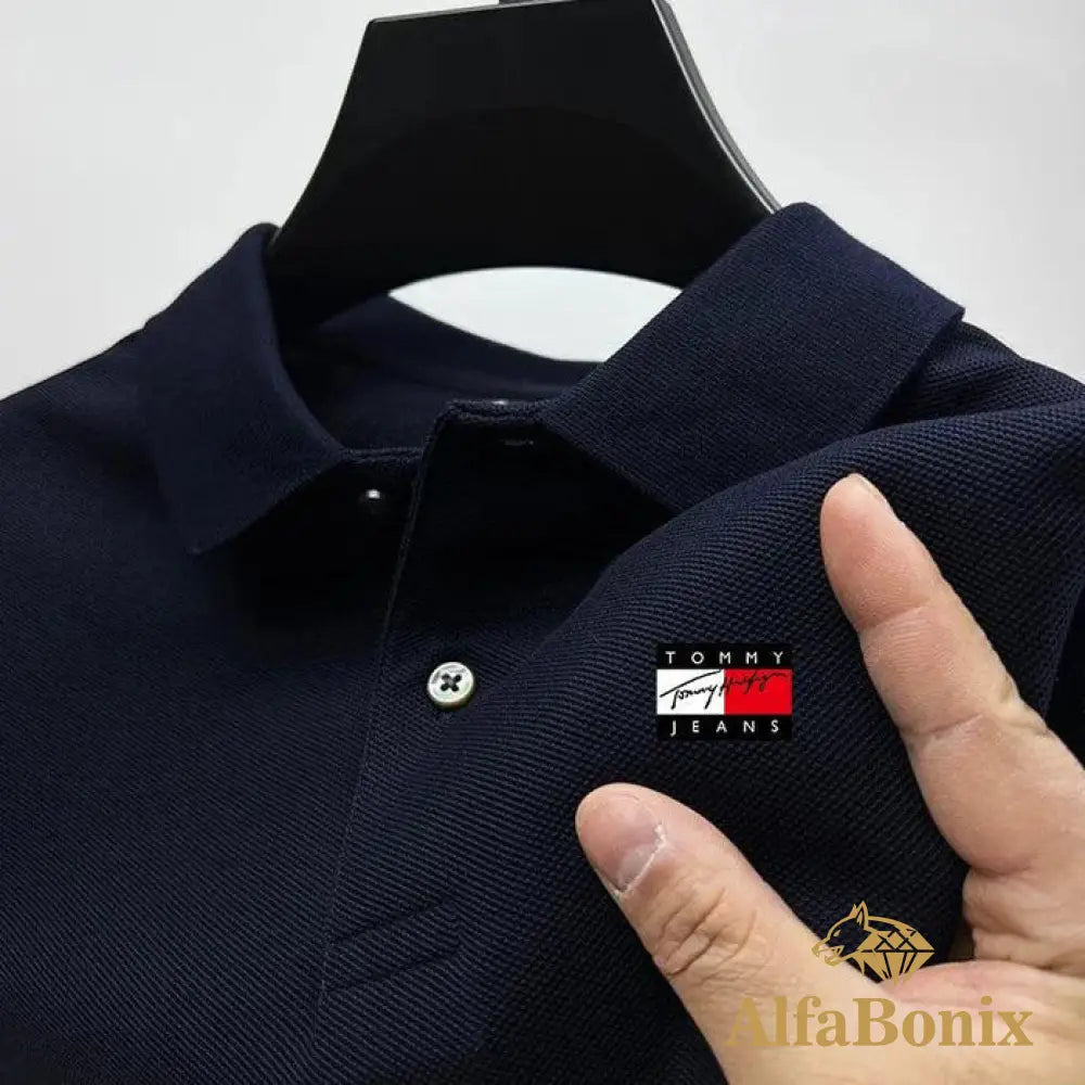 Camisa Polo Alfa-Tommy Azul-Marinho / Pp Masculina Alfa Tommy