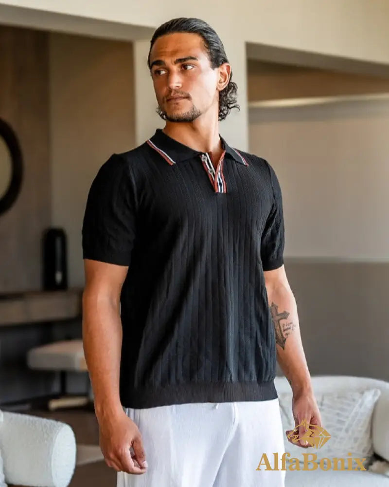 Ashford Knit Polo Black / S