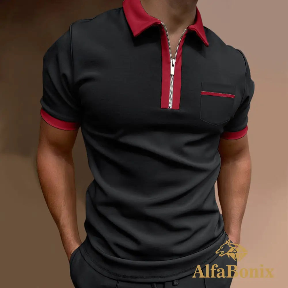 Camisa Polo Bonix Sportwea Preto E Vermelho / Pp Camisetas Tops