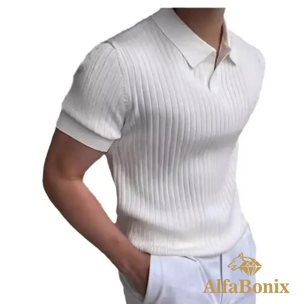 Camisa Polo Masculina Slim Fit - Listrada Decote Em V Estilo Casual Para O Verão
