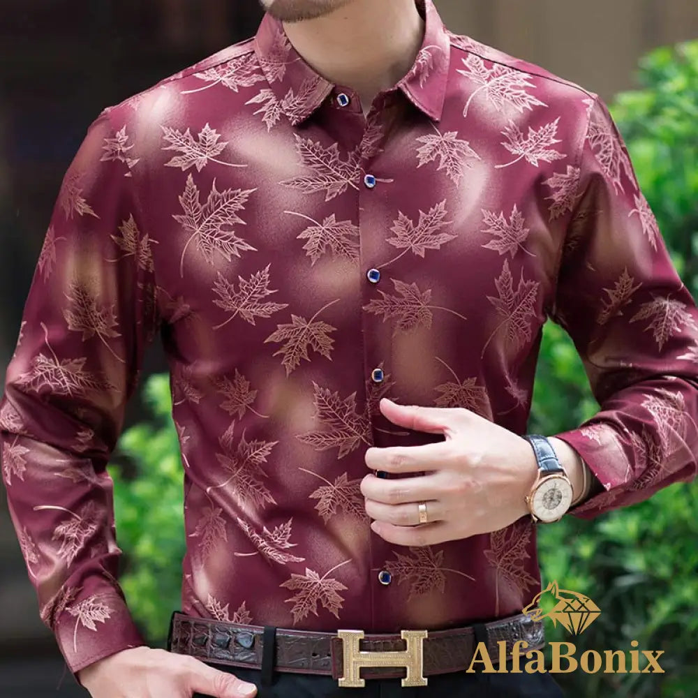 Camisa Social Outono Vinho / P 348