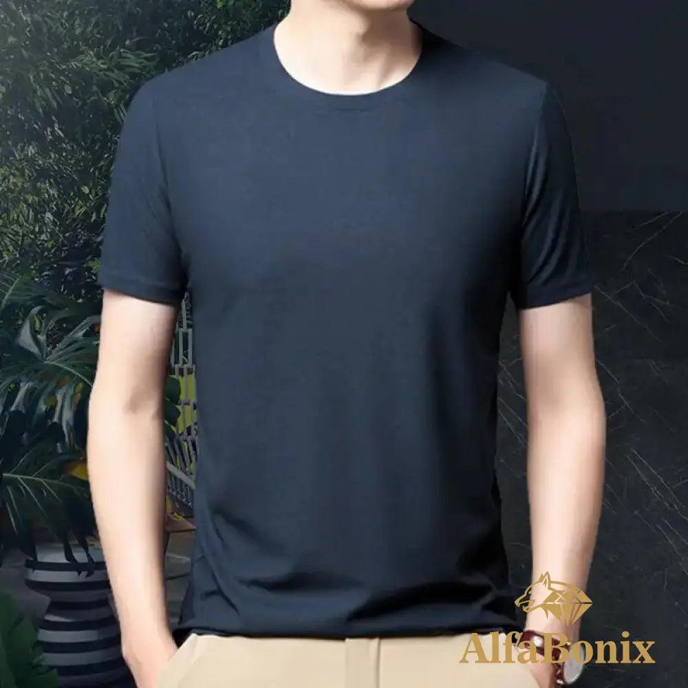 Men Short T Shirt Breathable Waffle Weave Sleeve T-Shirt 2023 Summer New Casual Round Neck Thin Base