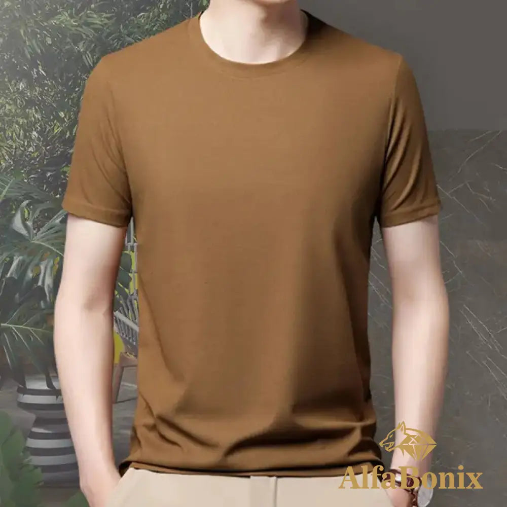 Men Short T Shirt Breathable Waffle Weave Sleeve T-Shirt 2023 Summer New Casual Round Neck Thin Base