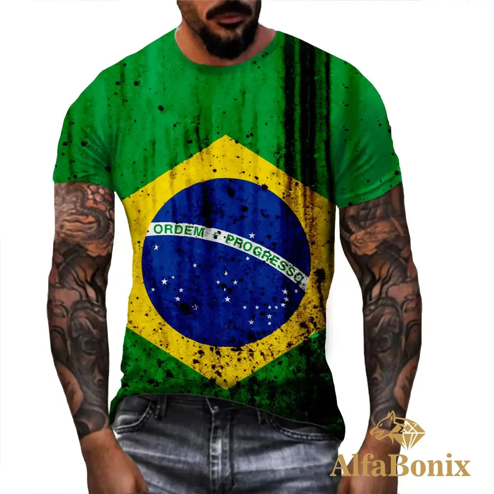Camiseta Bonix Brasil Bandeiras Modelo 4 / Ss Camisetas E Tops