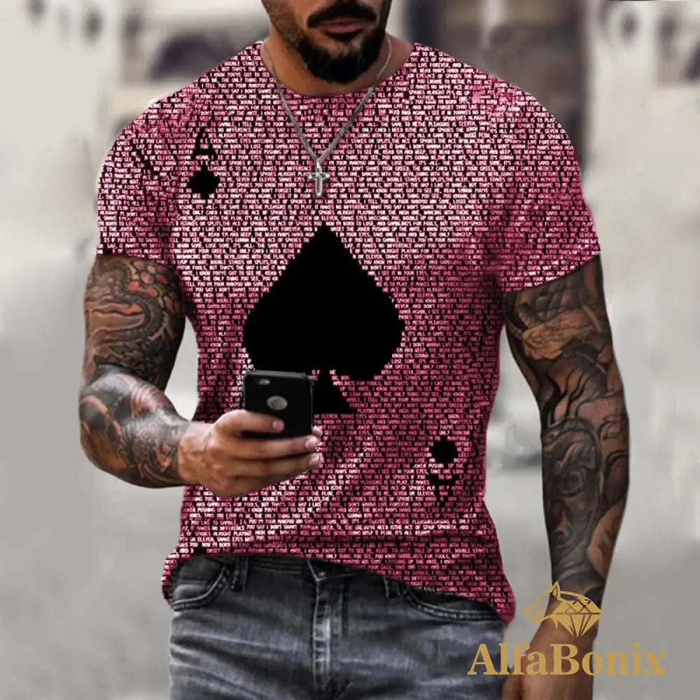 Camiseta Estampa 3D Cartas Rosa / Pp
