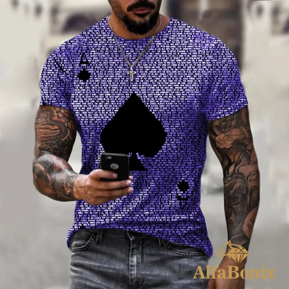 Camiseta Estampa 3D Cartas Roxo / Pp