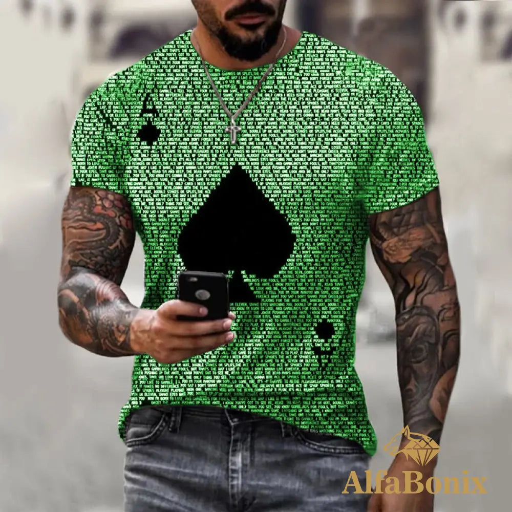 Camiseta Estampa 3D Cartas Verde Claro / Pp