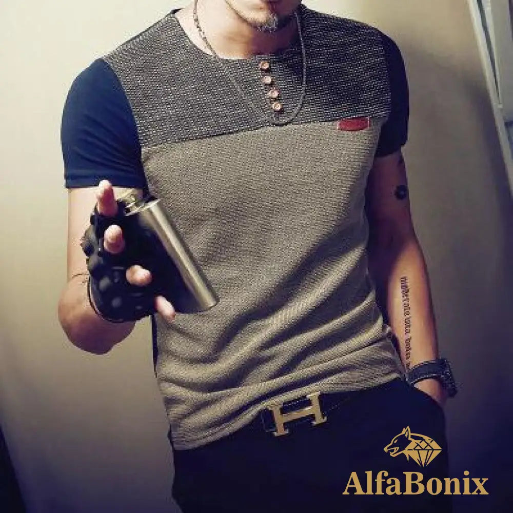 Camiseta Masculina Casual Slim Azul Marinho / Pp