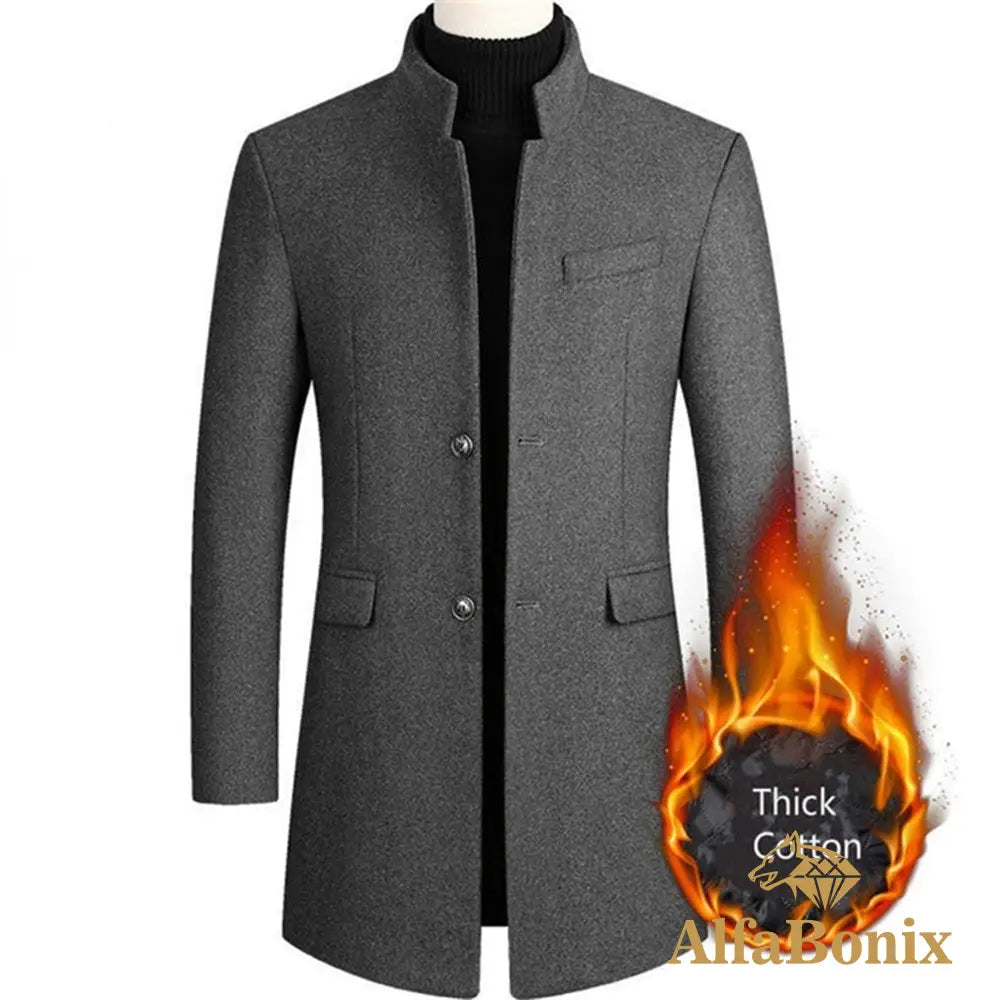 New Winter Fashion Men Slim Fit Long Sleeve Cardigans Blends Coat Jacket Suit Solid Mens Woolen