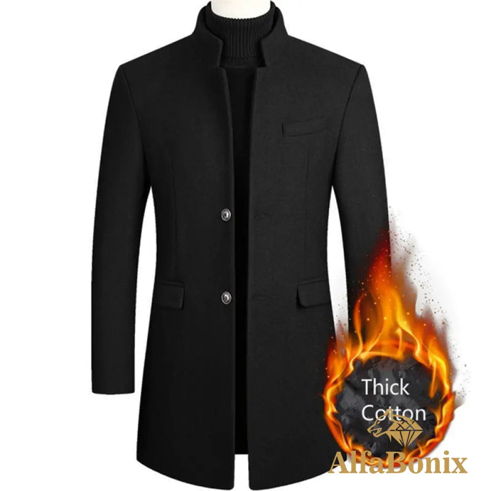 New Winter Fashion Men Slim Fit Long Sleeve Cardigans Blends Coat Jacket Suit Solid Mens Woolen