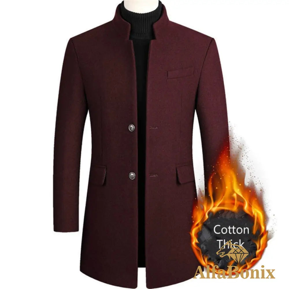 New Winter Fashion Men Slim Fit Long Sleeve Cardigans Blends Coat Jacket Suit Solid Mens Woolen