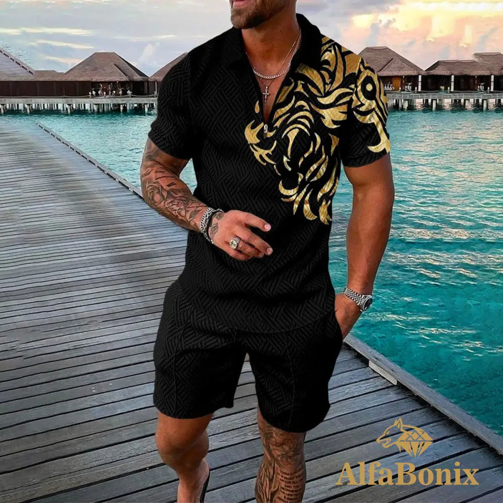 Mens Casual Beast Energy Polo Suit M