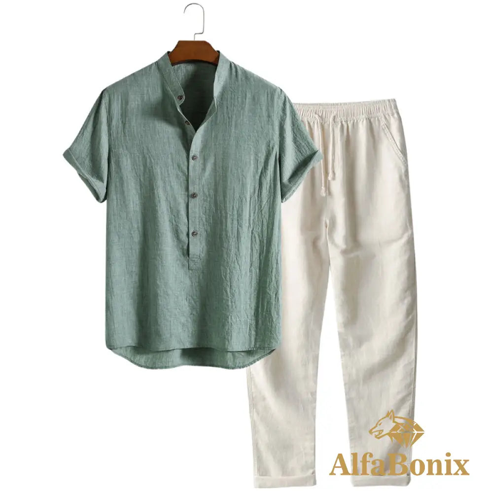 Dominica - Short-Sleeved Set Green / s