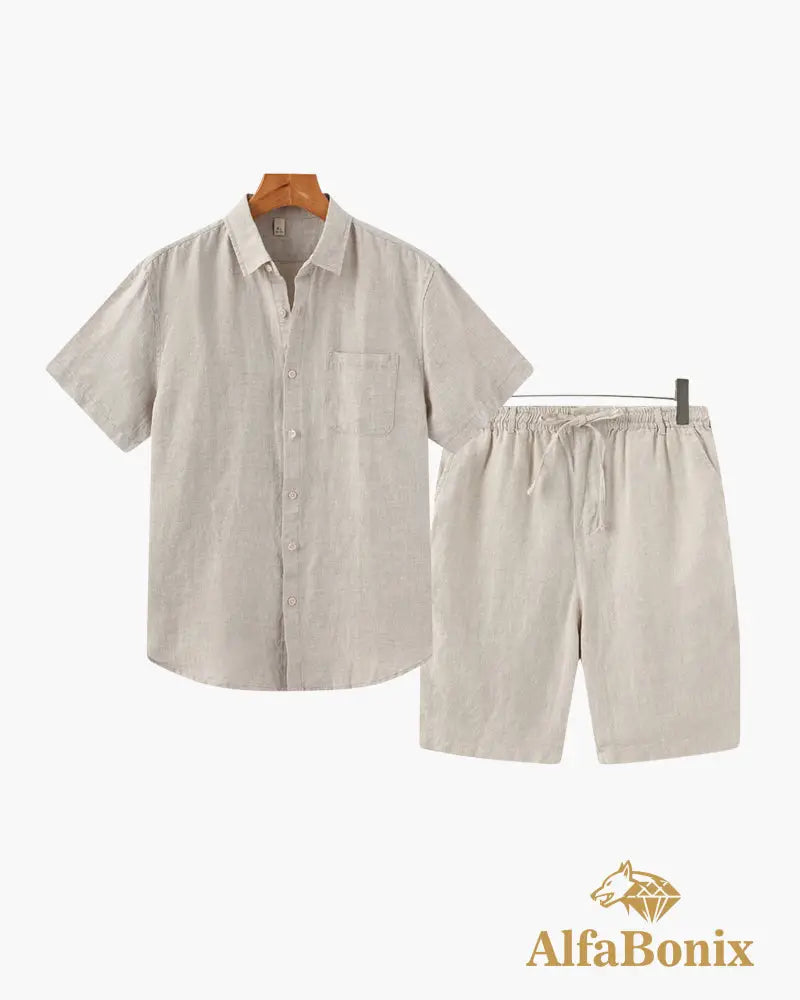Old Money Linen Combo (Shorts) Beige / Beige / S