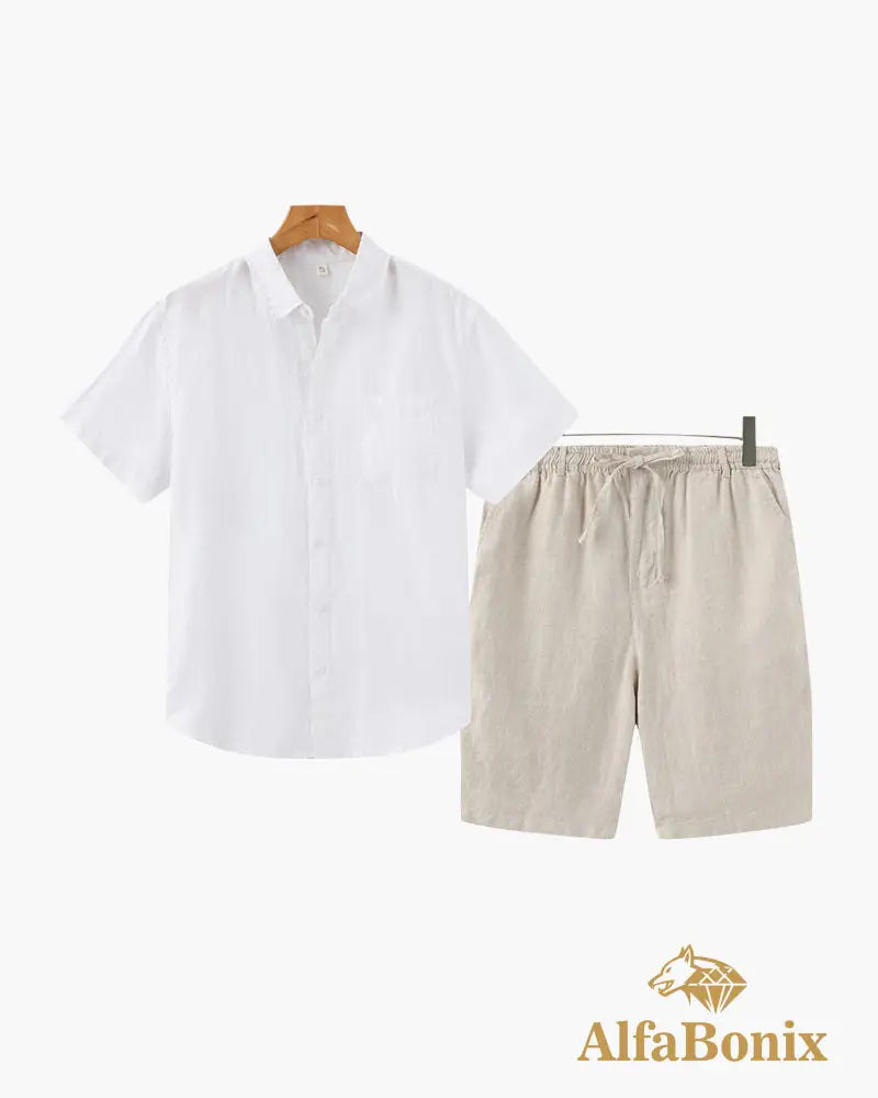 Old Money Linen Combo (Shorts) White / Beige / S