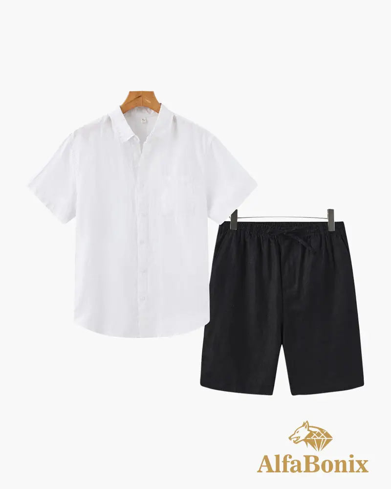 Old Money Linen Combo (Shorts) White / Black / S