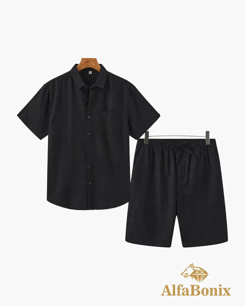 Old Money Linen Combo (Shorts) Black / Black / S