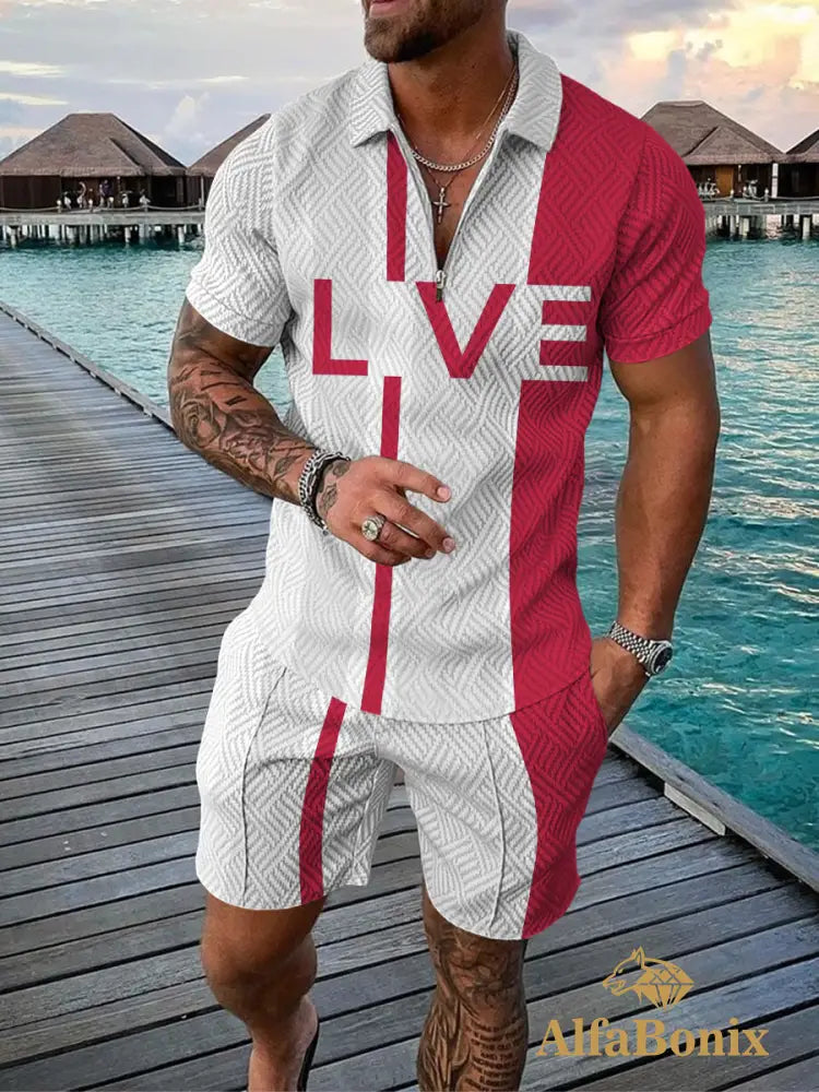 Mens Casual Live Red Polo Suit M