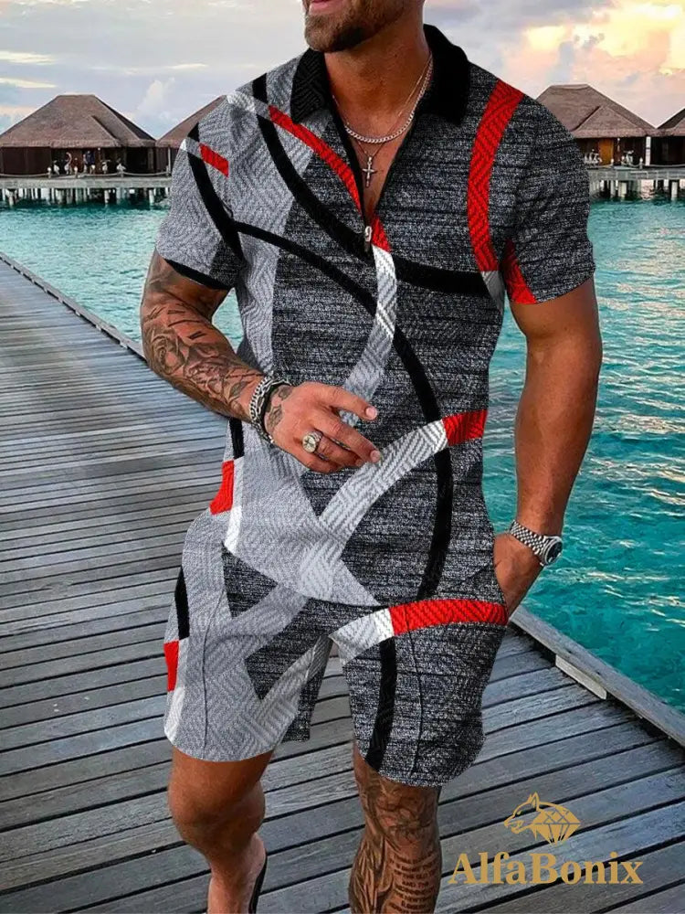 Mens Casual Modern Patterns Polo Suit M