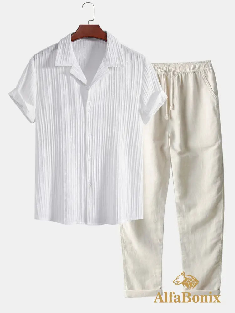 Palawan - Short-Sleeved Set White and Bege / s