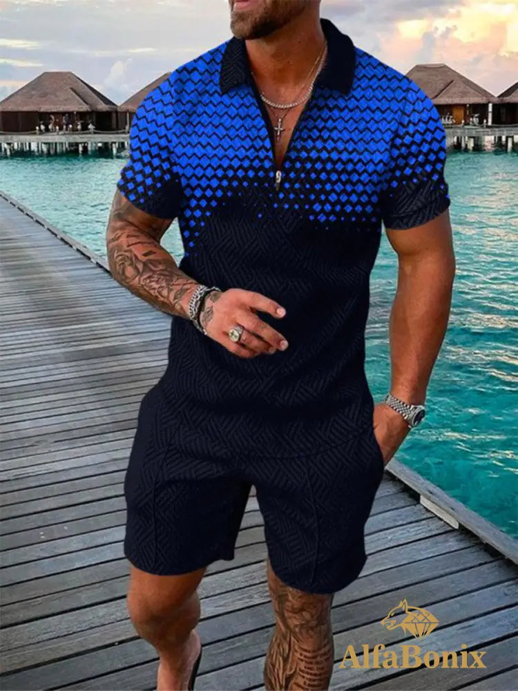 Mens Casual Club Scene Patterned Polo Suit M