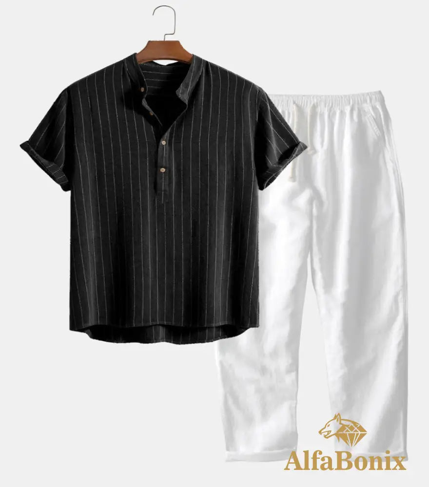 Tuvalu - Short-Sleeved Set Black and White / S