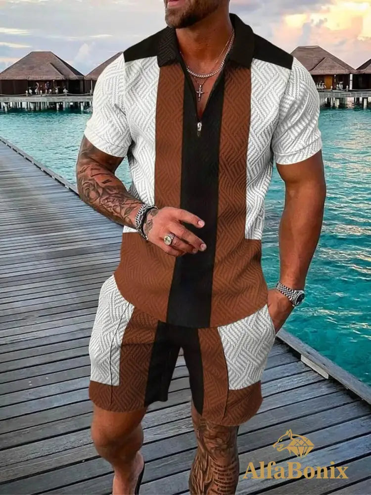 Mens Casual Brown Unlocked Polo Suit M