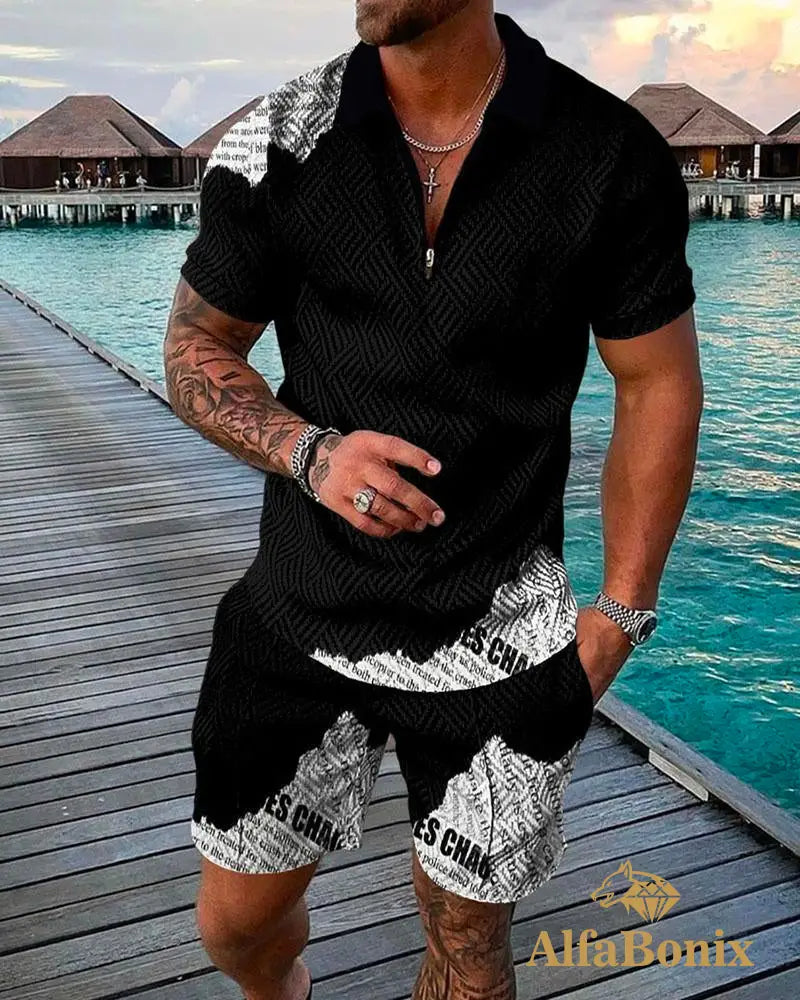 Mens Casual Written Polo Suit M