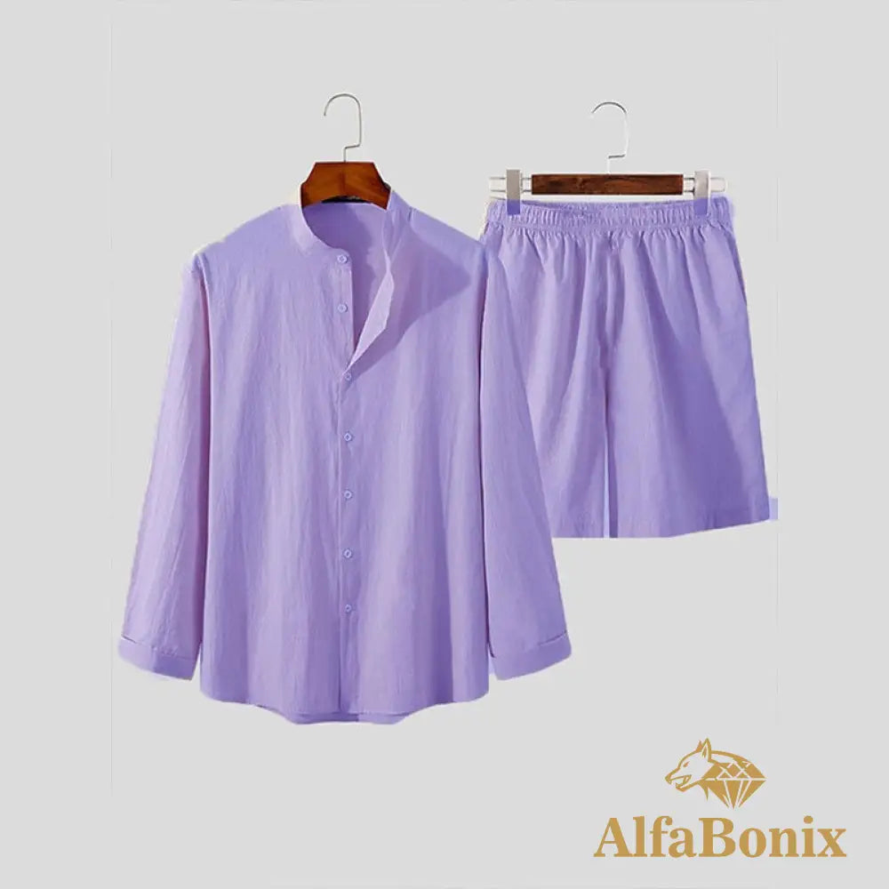 Conjunto Casual Linho Benton Roxo / Pp