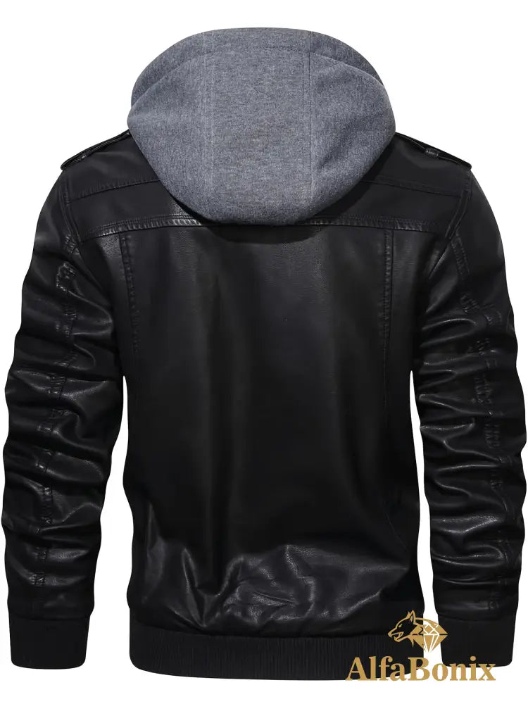 Men’s Premium Hooded Jacket - Casual Style Zip-Up with Multiple Pockets Black Regular Fit Long Sleeve Polyester Lining
