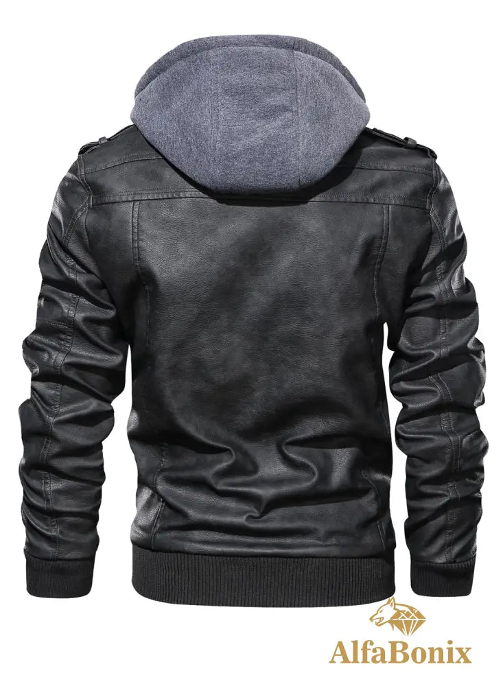 Men’s Premium Hooded Jacket - Casual Style Zip-Up with Multiple Pockets Black Regular Fit Long Sleeve Polyester Lining