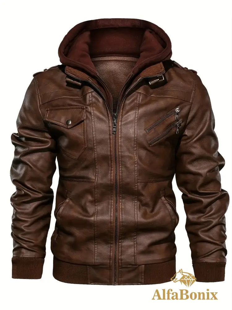 Men’s Premium Hooded Jacket - Casual Style Zip-Up with Multiple Pockets Black Regular Fit Long Sleeve Polyester Lining