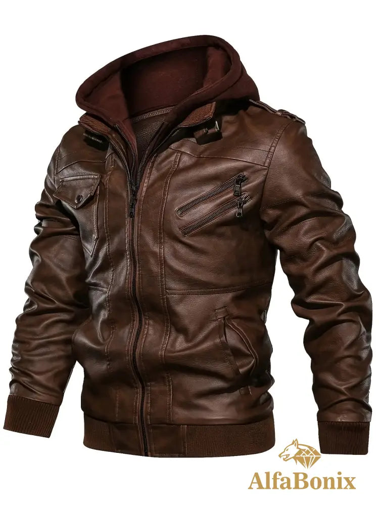 Men’s Premium Hooded Jacket - Casual Style Zip-Up with Multiple Pockets Black Regular Fit Long Sleeve Polyester Lining