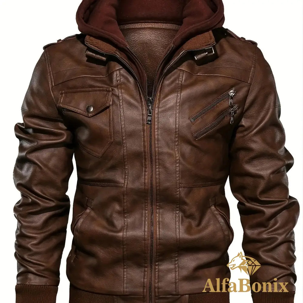 Men’s Premium Hooded Jacket - Casual Style Zip-Up with Multiple Pockets Black Regular Fit Long Sleeve Polyester Lining