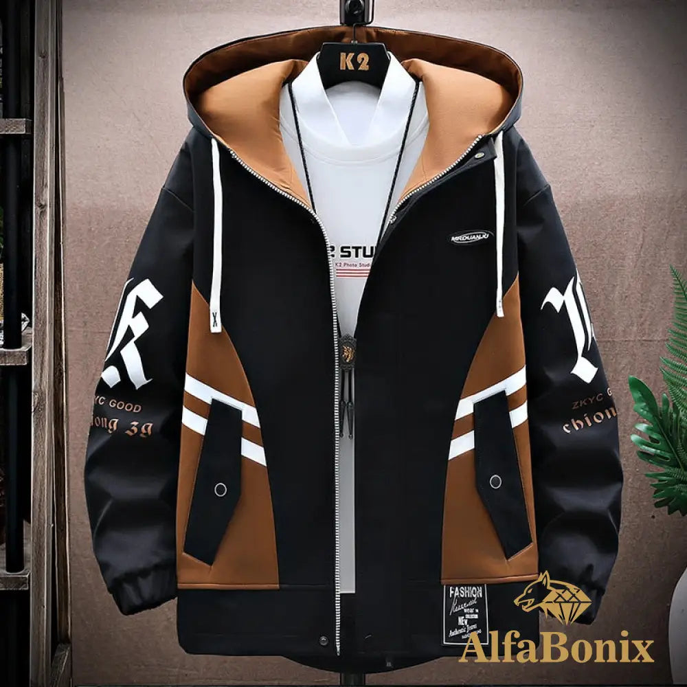 2023 New Spring Hooded Jacket Men Breathable Outwear Male Patchwork Color Streetwear Comfortable