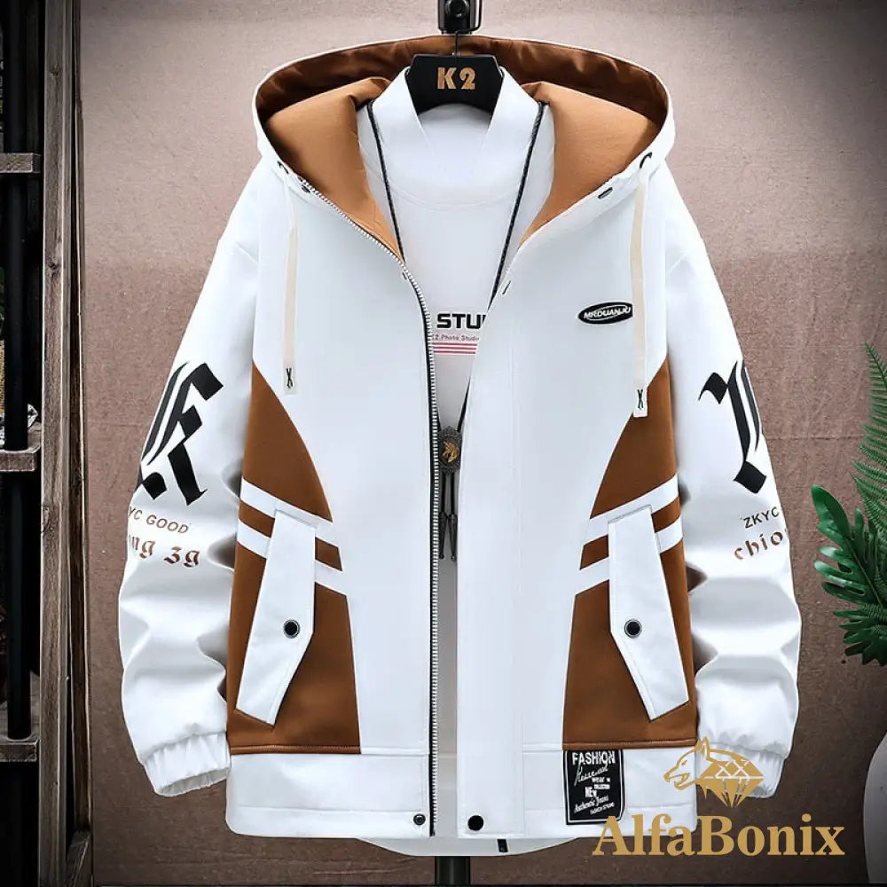 2023 New Spring Hooded Jacket Men Breathable Outwear Male Patchwork Color Streetwear Comfortable