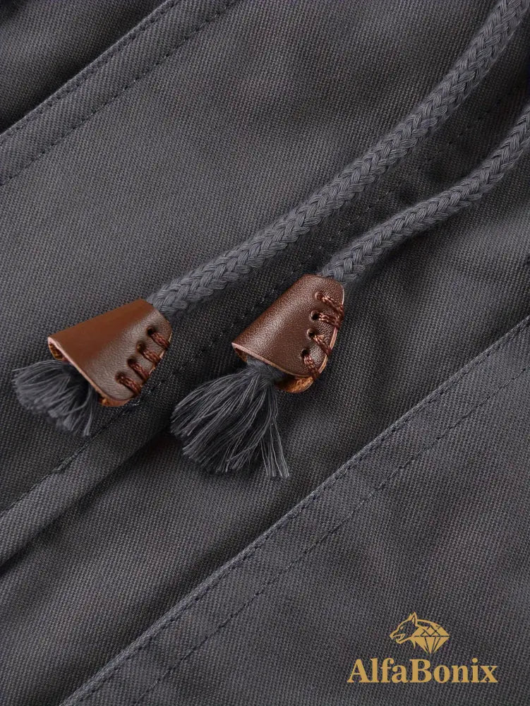 Men’S Fleece-Lined Hooded Windbreaker Jacket - Casual Warm Winter Coat with Multiple Pockets Zip-Up Design and