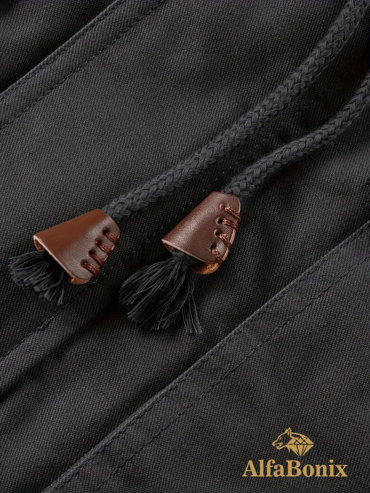 Men’S Fleece-Lined Hooded Windbreaker Jacket - Casual Warm Winter Coat with Multiple Pockets Zip-Up Design and